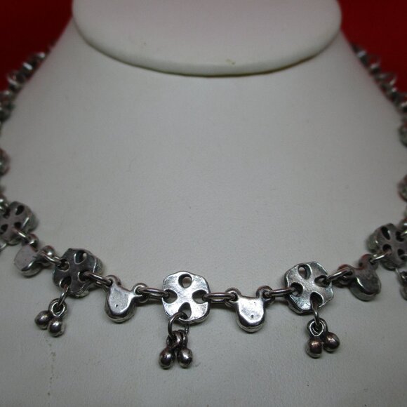 Vintage PHILIPPE AUDIBERT PARIS Enamel Silver Tone Metal Floral Dangle Beaded - Picture 11 of 14